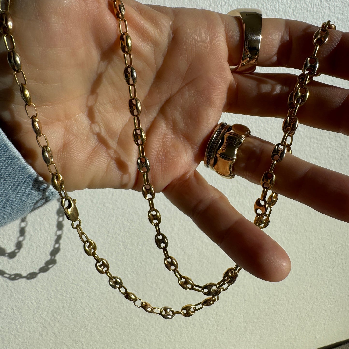 NEW! Vintage Italian Tri-colour puffy link necklace - RARE