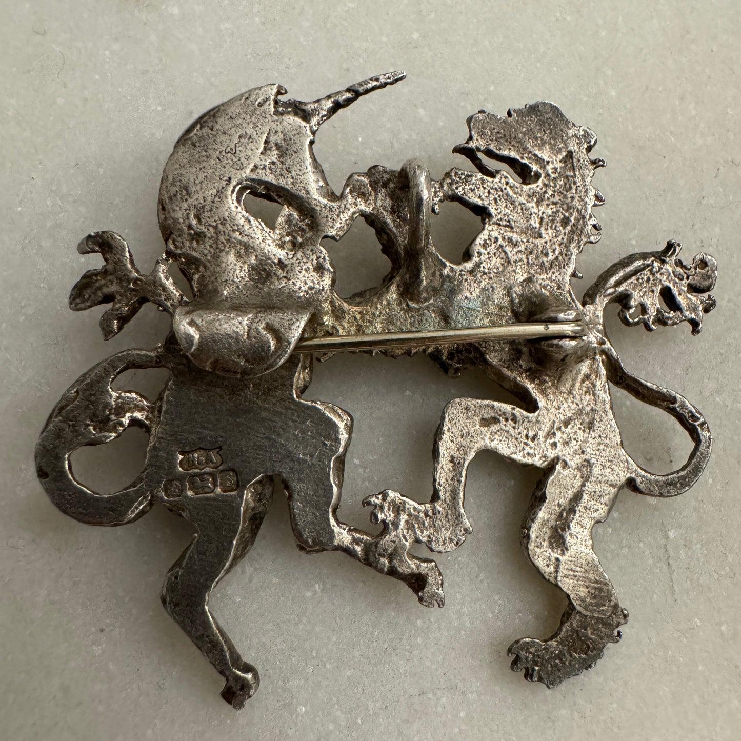 Sterling Silver Lion Rampant and Unicorn brooch!