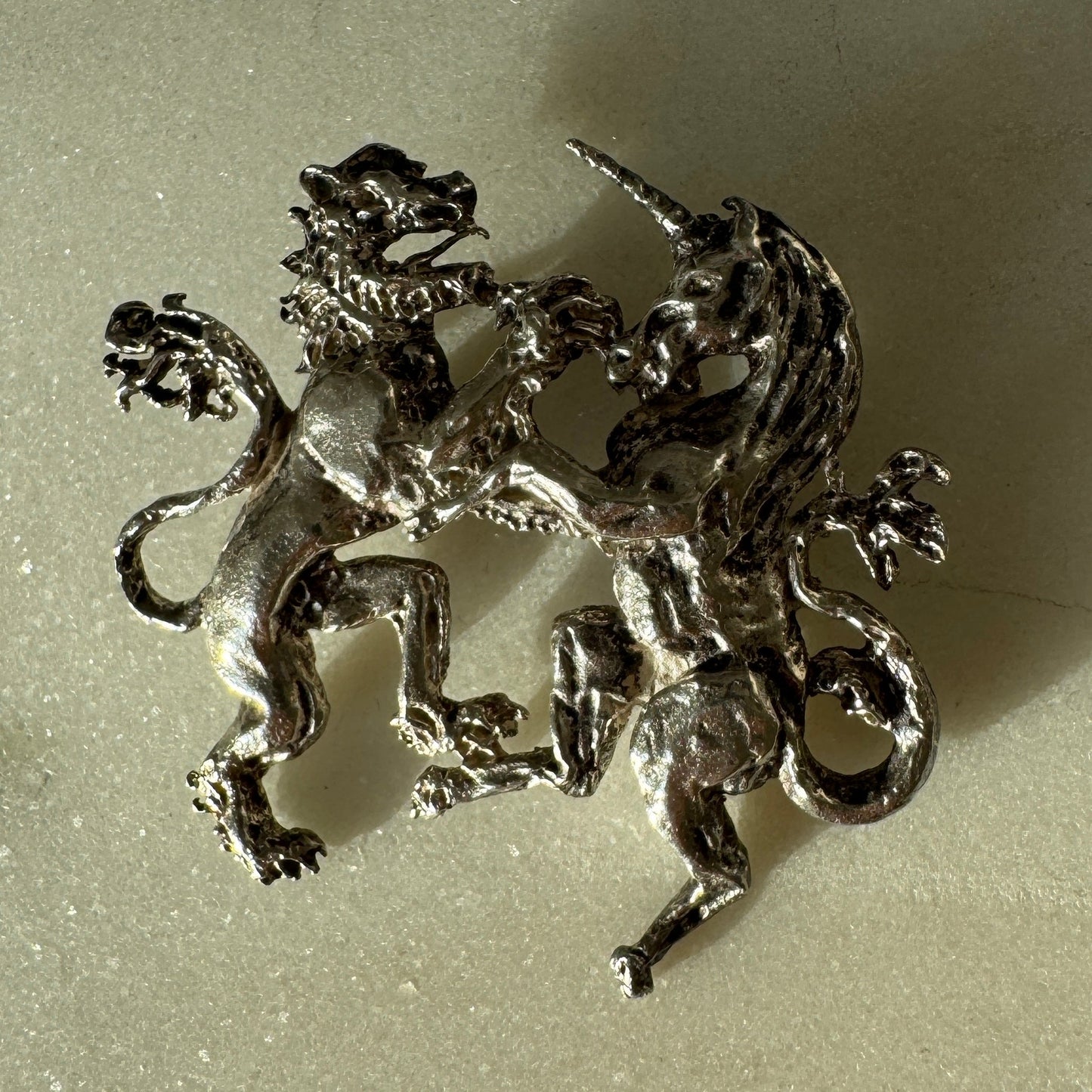 Sterling Silver Lion Rampant and Unicorn brooch!