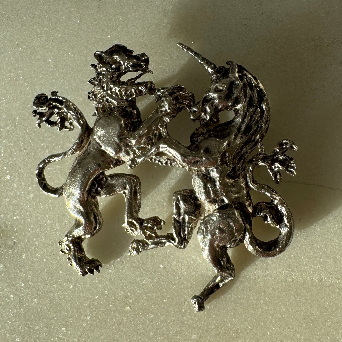 Sterling Silver Lion Rampant and Unicorn brooch!