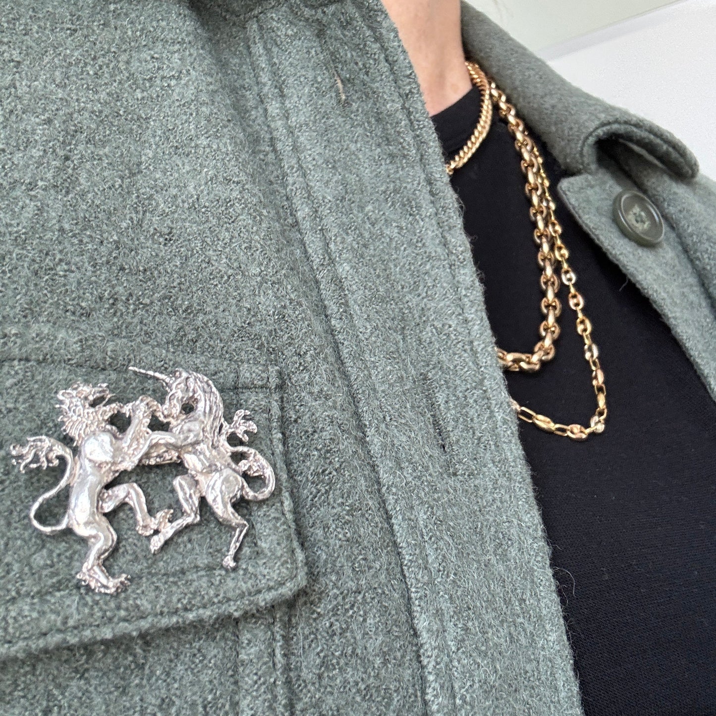 Sterling Silver Lion Rampant and Unicorn brooch!