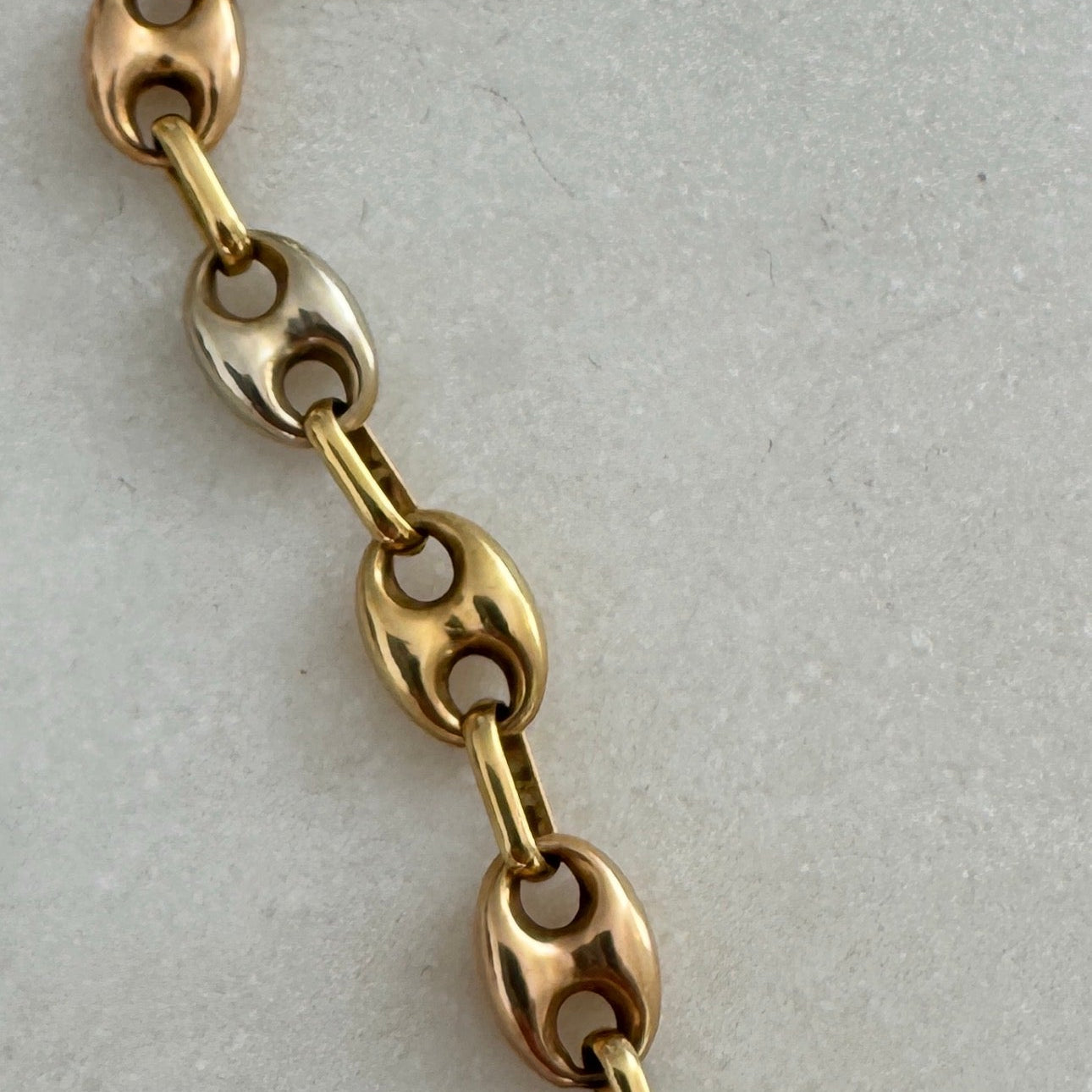 NEW! Vintage Italian Tri-colour puffy link necklace - RARE