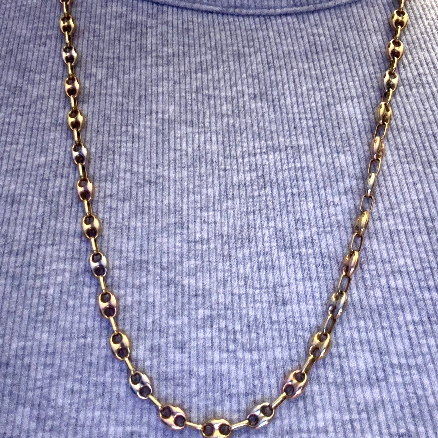 NEW! Vintage Italian Tri-colour puffy link necklace - RARE