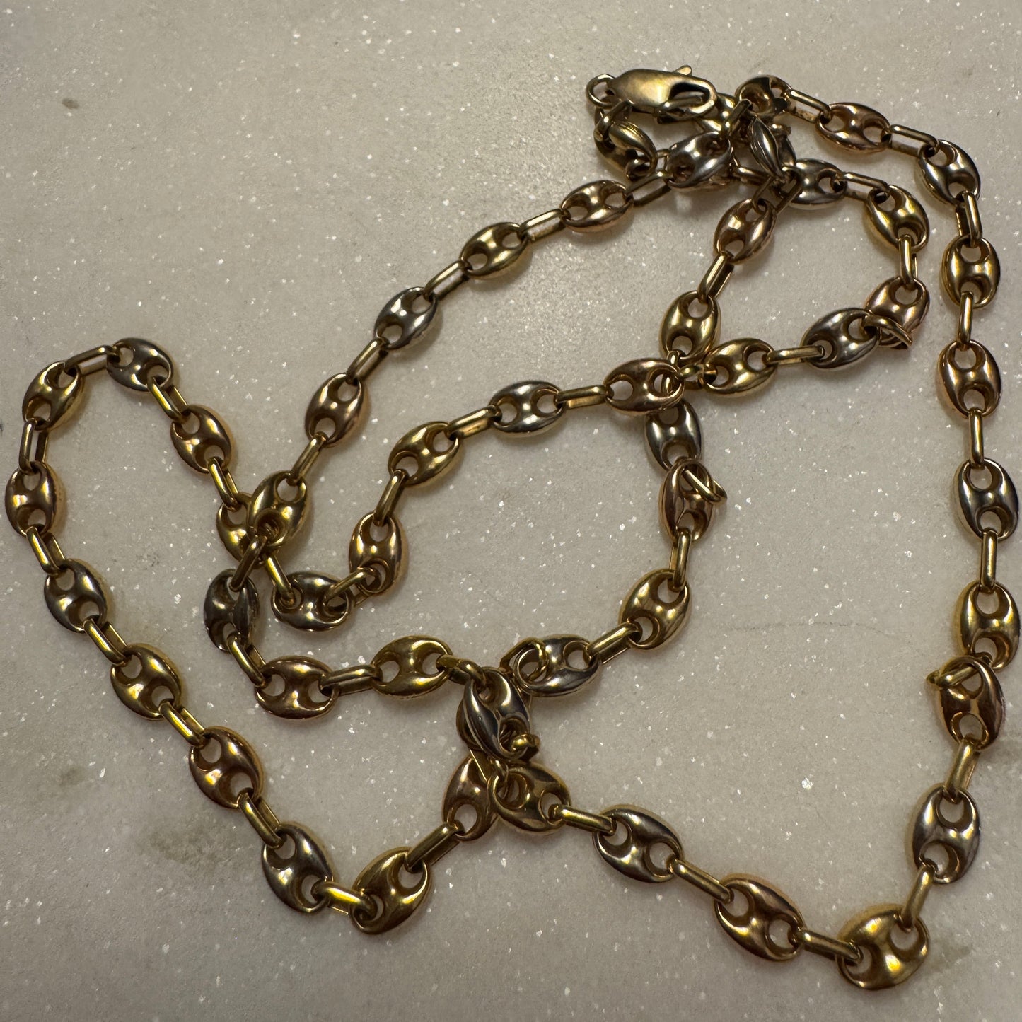 NEW! Vintage Italian Tri-colour puffy link necklace - RARE