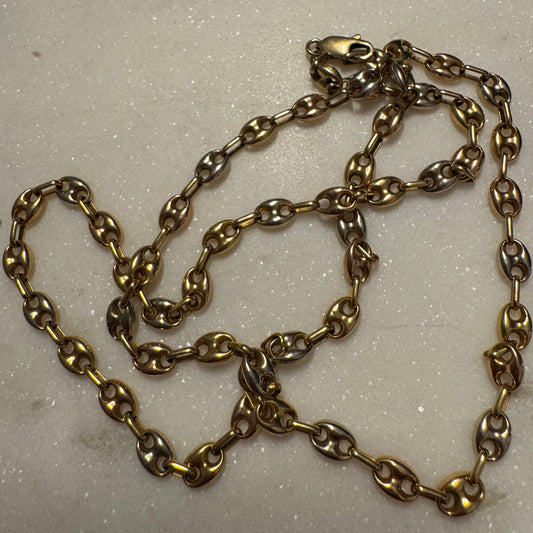 NEW! Vintage Italian Tri-colour puffy link necklace - RARE