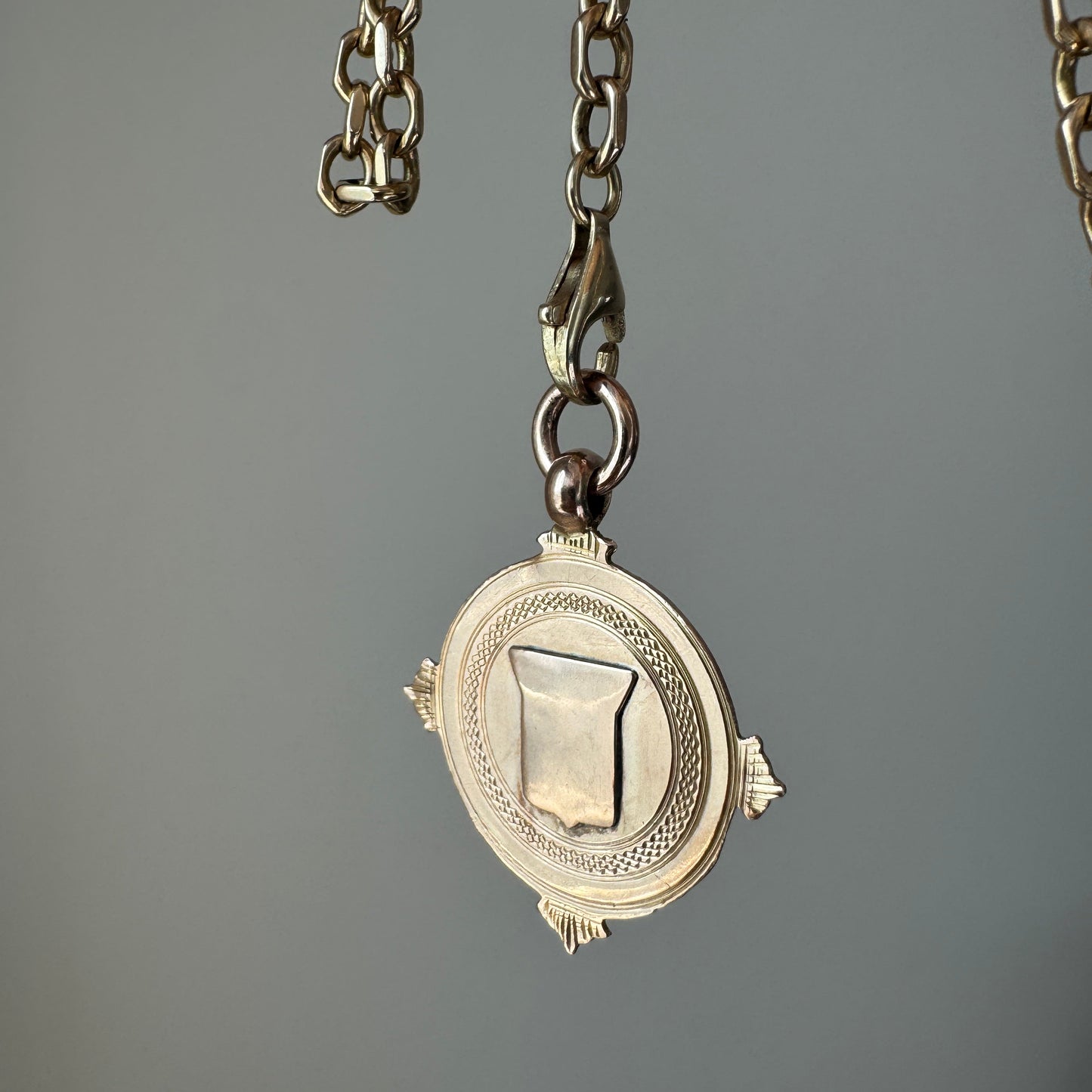 Rosy gold fob shield pendant - Birmingham assay mark!