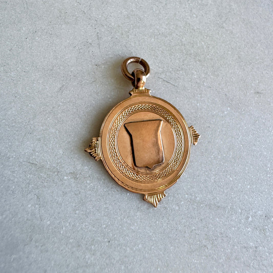 Rosy gold fob shield pendant - Birmingham assay mark!