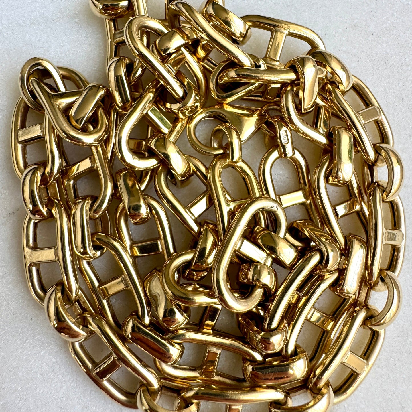 Large 10ct gold vintage mariner necklace - big neck presence - from the US