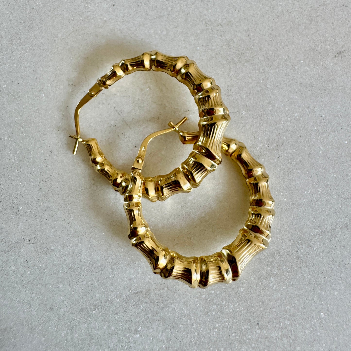 Vintage 9ct bamboo hoops - great size