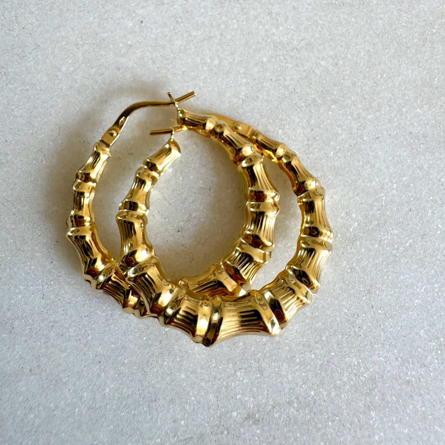 Vintage 9ct bamboo hoops - great size