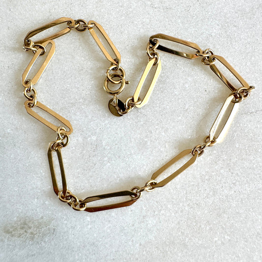 9ct fine flat faceted paperclip bracelet - light but great presence