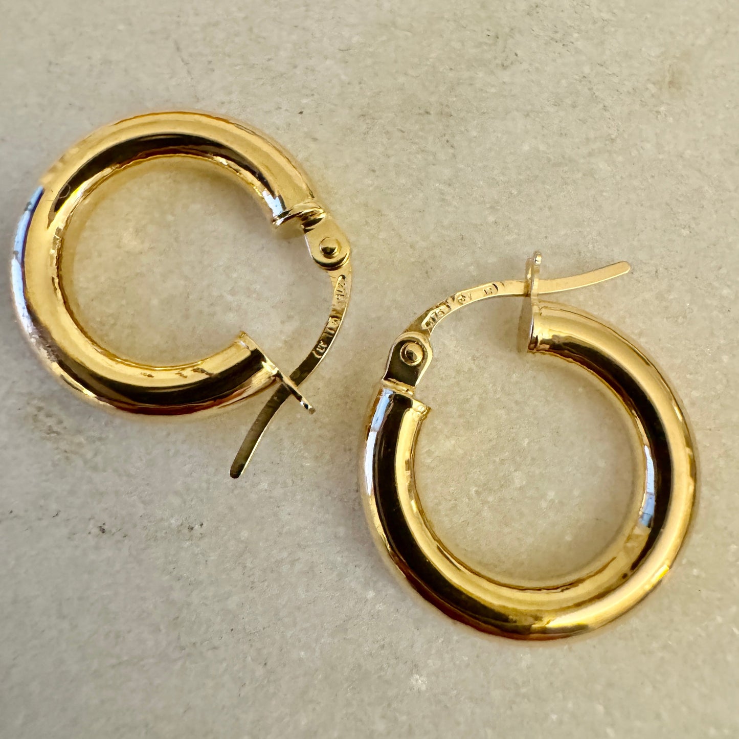 Vintage 9ct Unoaerre mini chubby hoops - perfect for your ear stack