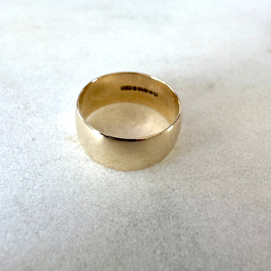 Stunning 9ct wide gold band - 1972 - full set of UK hallmarks Size P 3/4