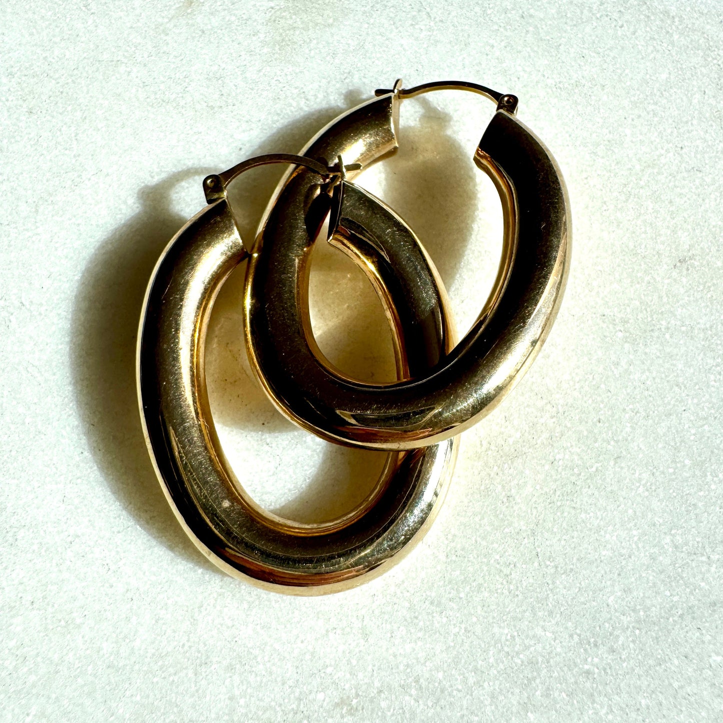 9ct British hallmarked LARGE chubby oval hoop earrings!! Exceptionally fantastic!!