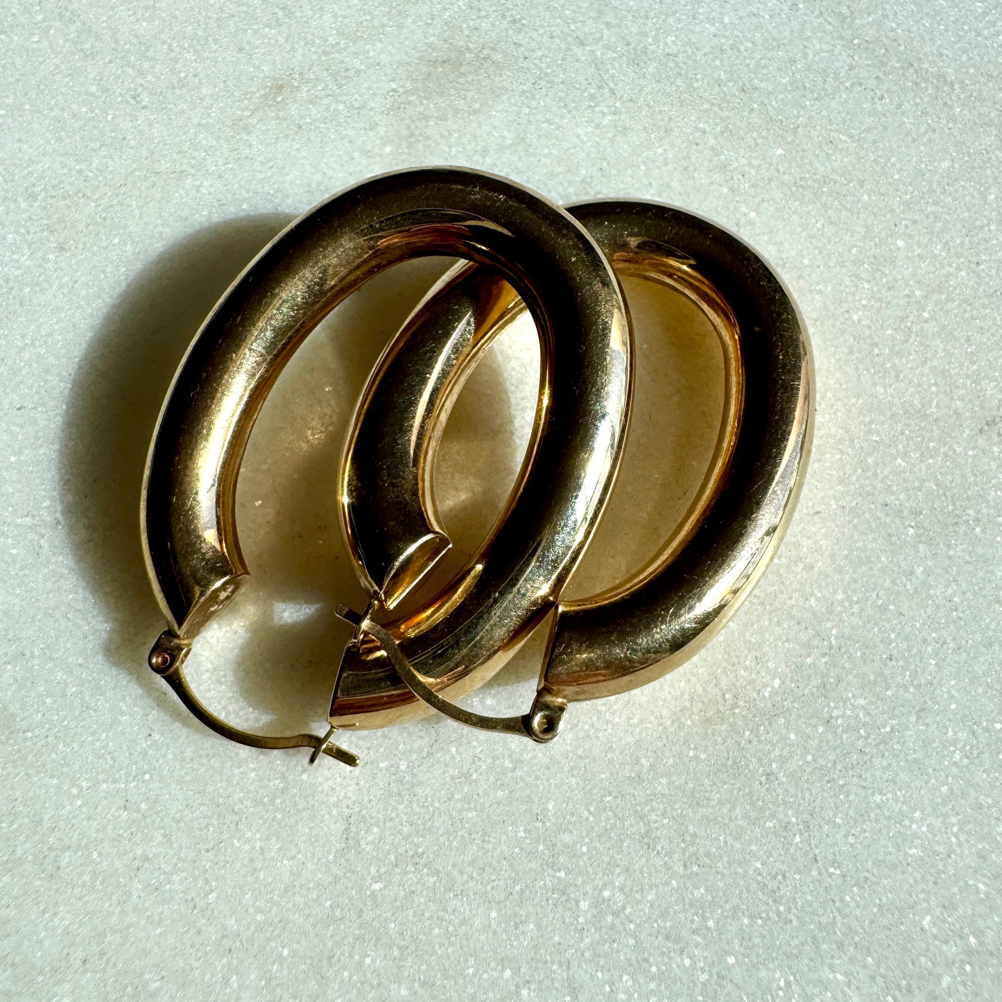 9ct British hallmarked LARGE chubby oval hoop earrings!! Exceptionally fantastic!!