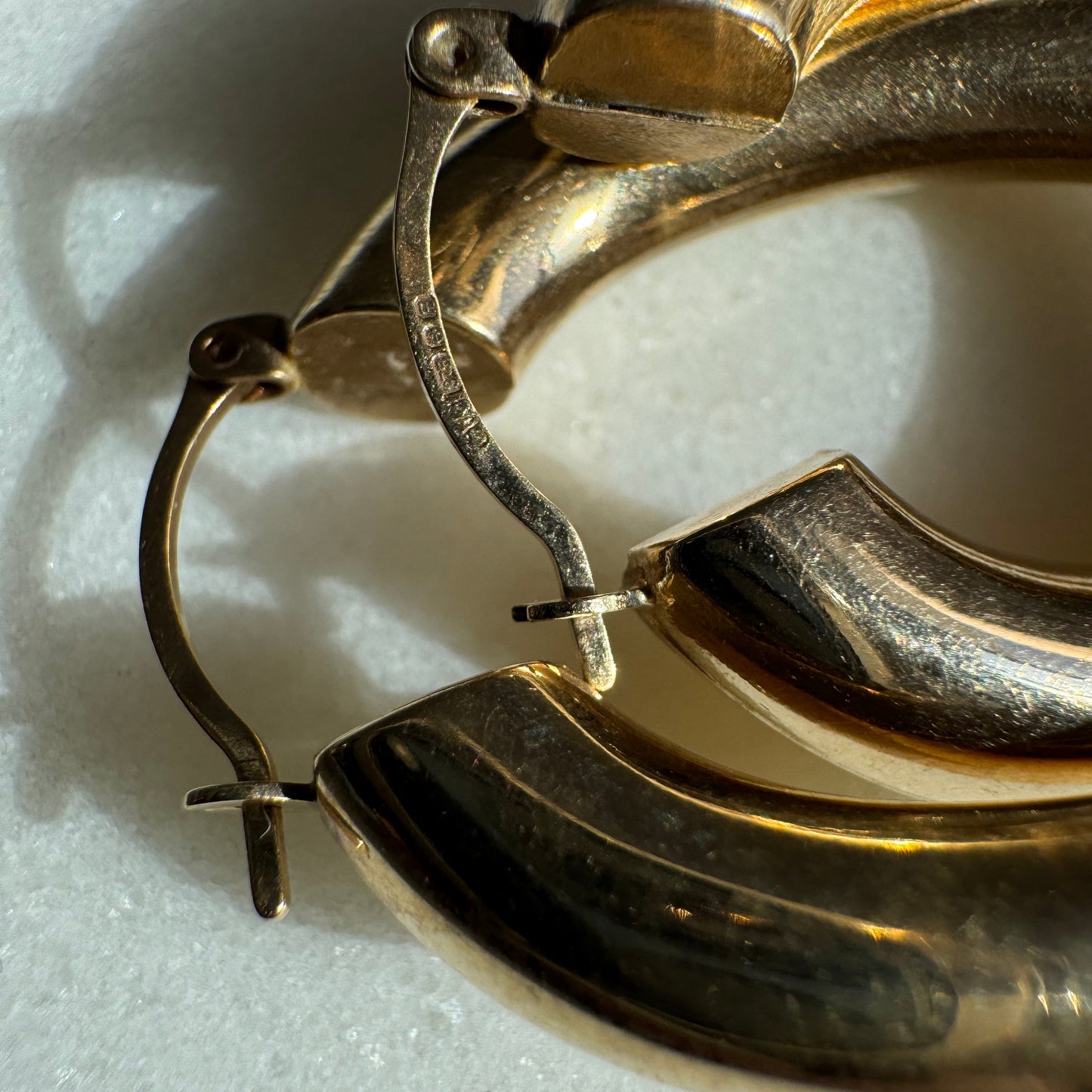 9ct British hallmarked LARGE chubby oval hoop earrings!! Exceptionally fantastic!!
