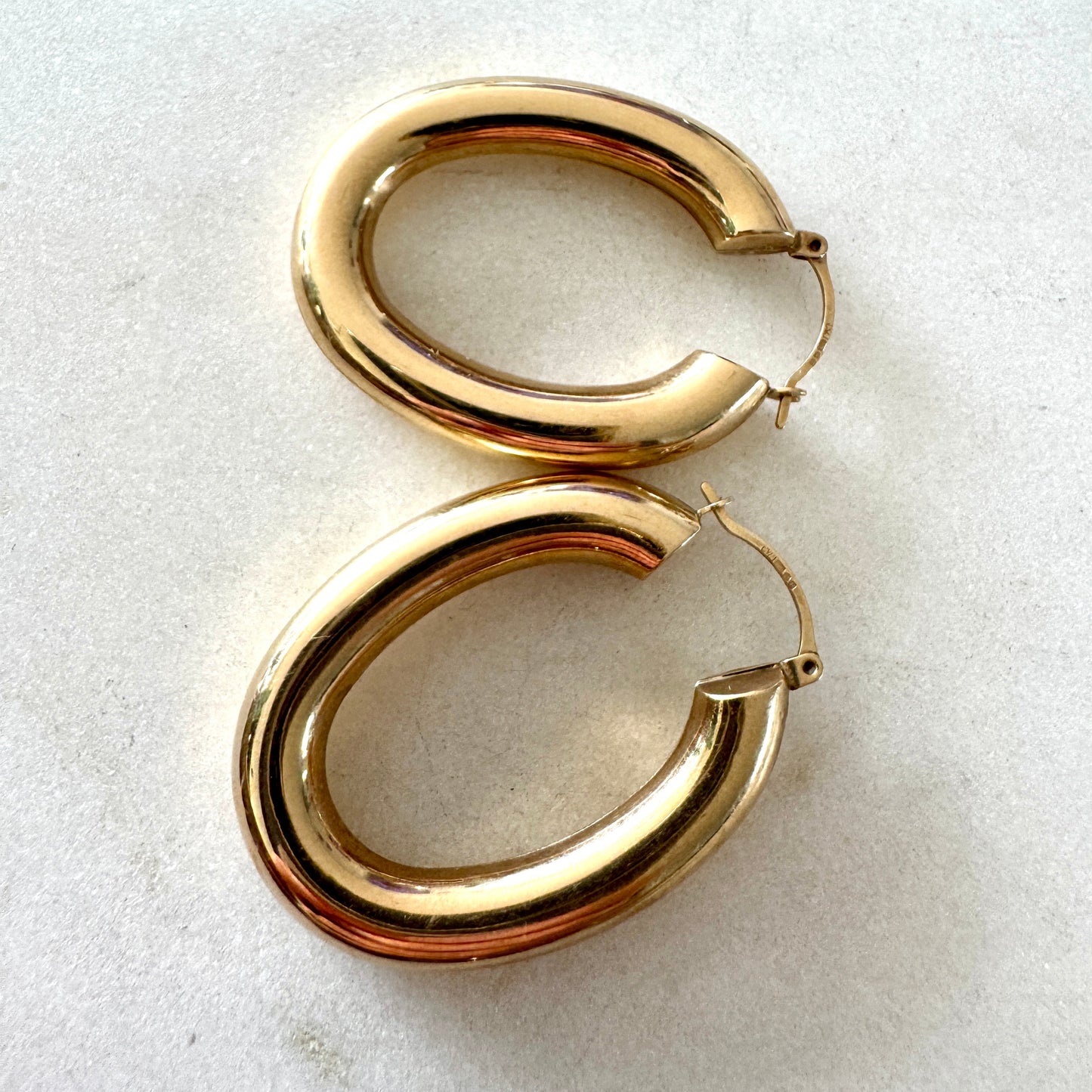 9ct British hallmarked LARGE chubby oval hoop earrings!! Exceptionally fantastic!!