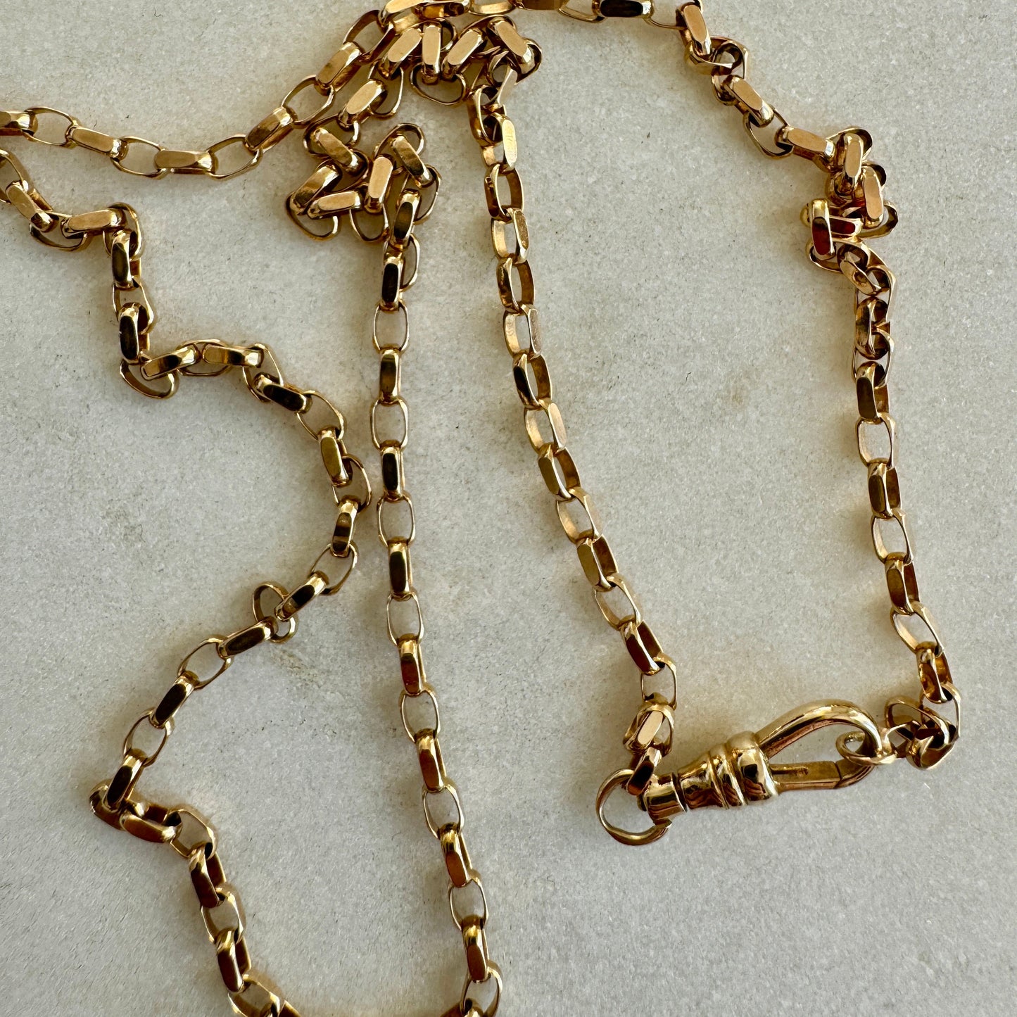 INCREDIBLE Vintage 9ct old gold faceted biker necklace with SWIVEL DOG CLIP!!