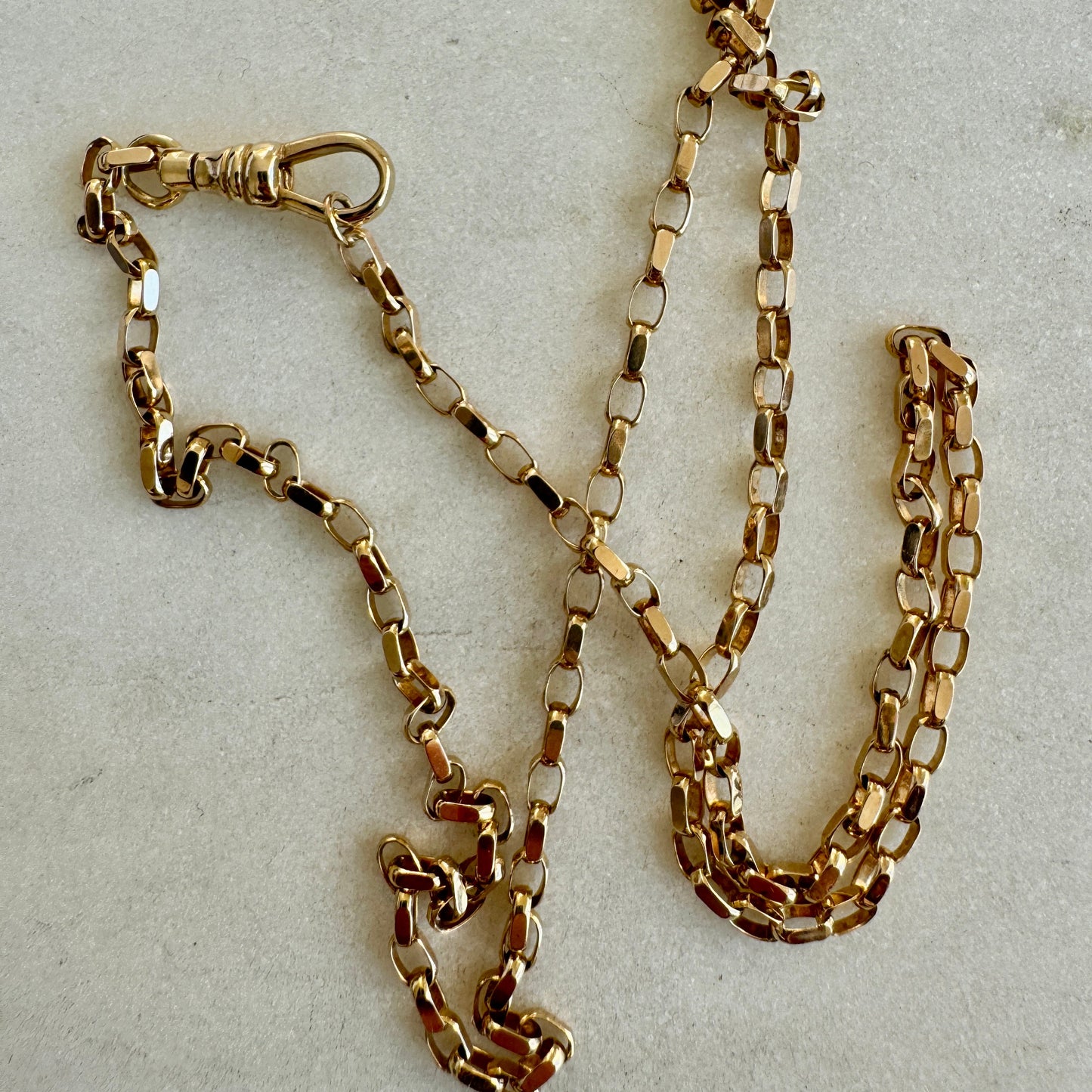 INCREDIBLE Vintage 9ct old gold faceted biker necklace with SWIVEL DOG CLIP!!