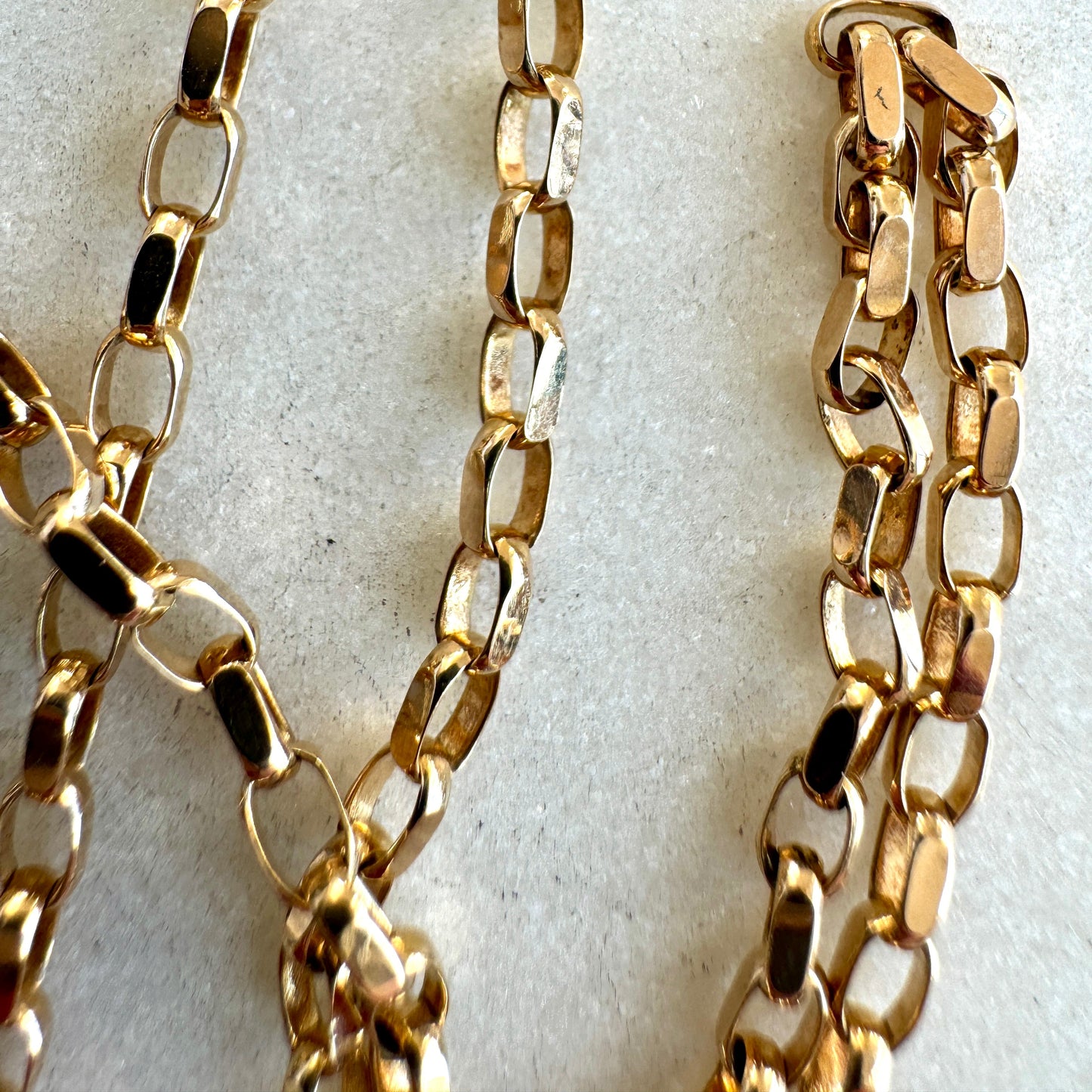INCREDIBLE Vintage 9ct old gold faceted biker necklace with SWIVEL DOG CLIP!!