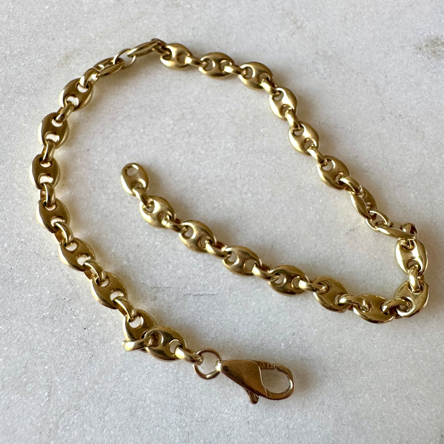 Solid 14ct puffy link bracelet - extra long so you can get creative!