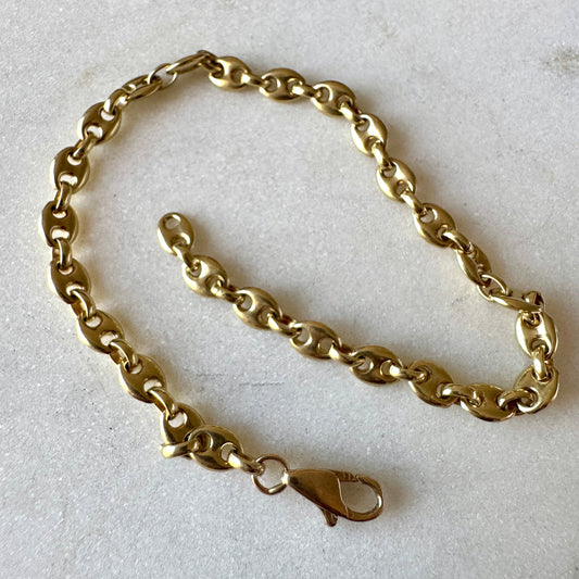 Solid 14ct puffy link bracelet - extra long so you can get creative!