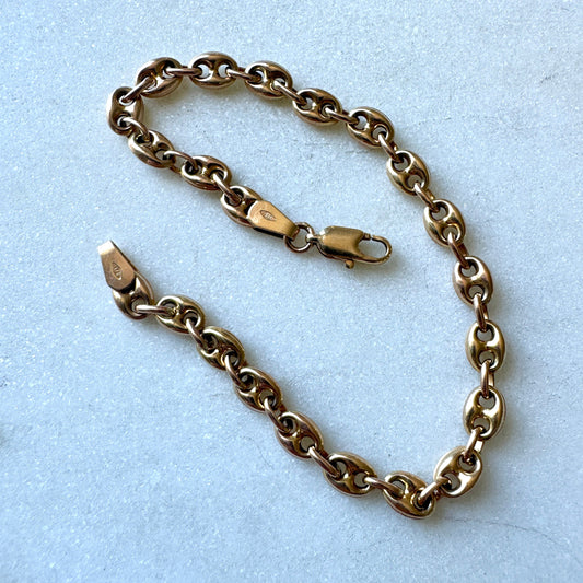 Vintage 9ct Unoaerre 'old gold' puffy mariner bracelet