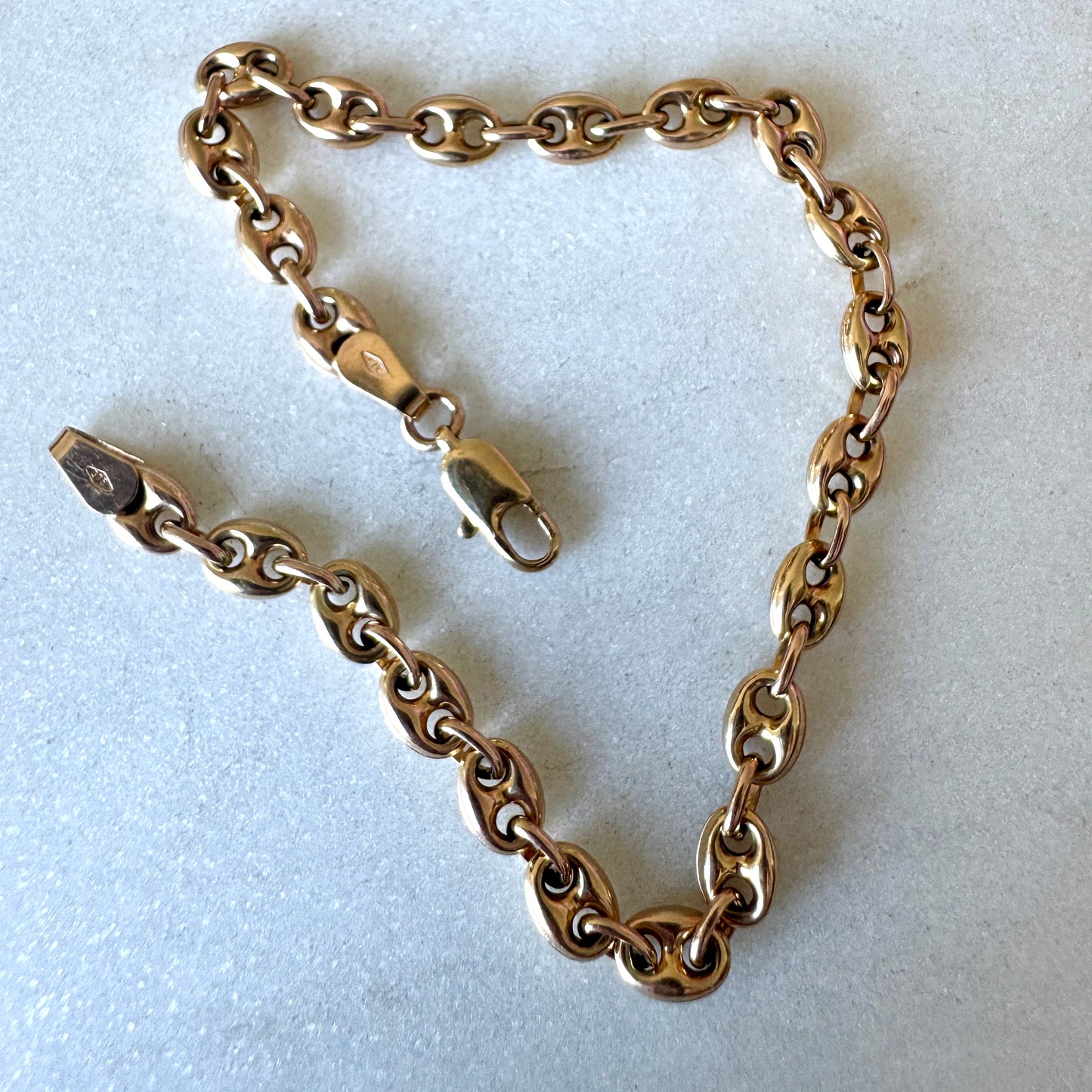 Vintage 9ct Unoaerre 'old gold' puffy mariner bracelet
