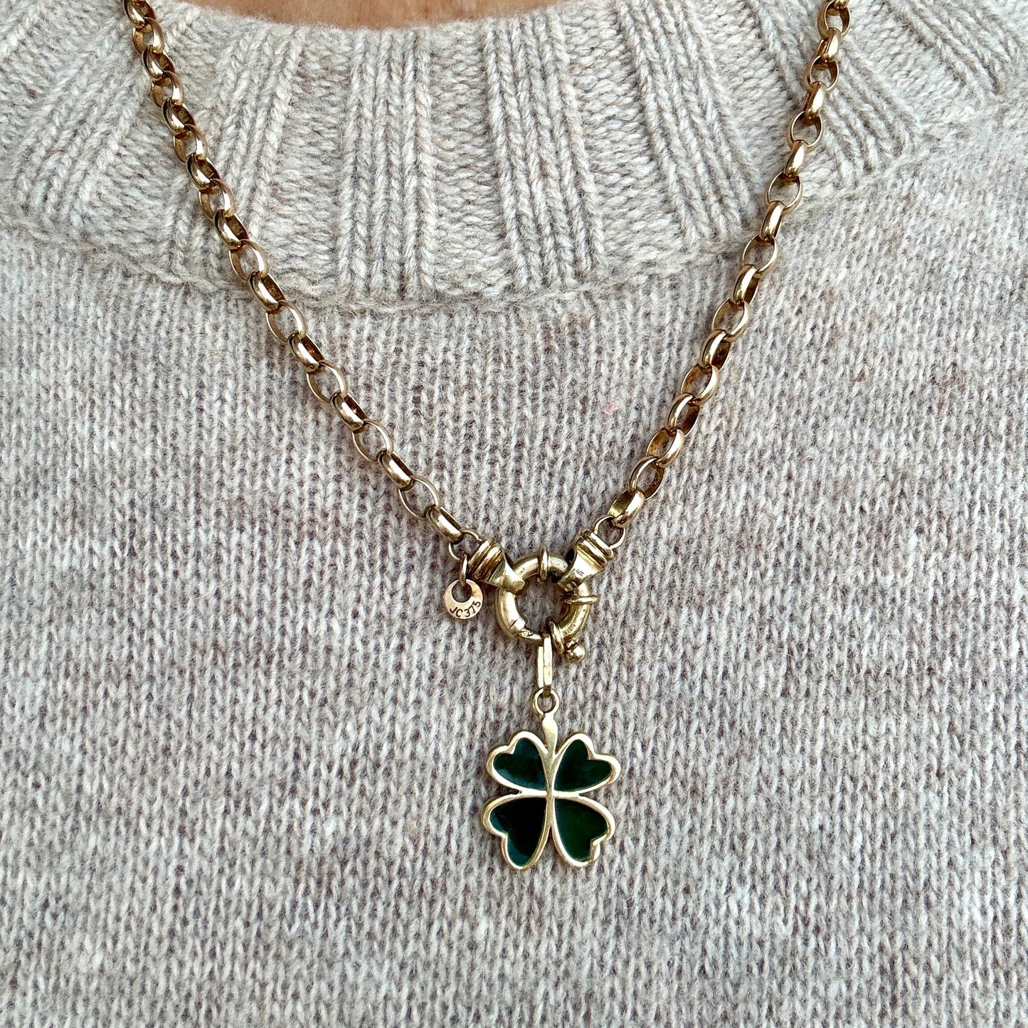 Italian 9ct four leaf clover pendant - LUCKY charm