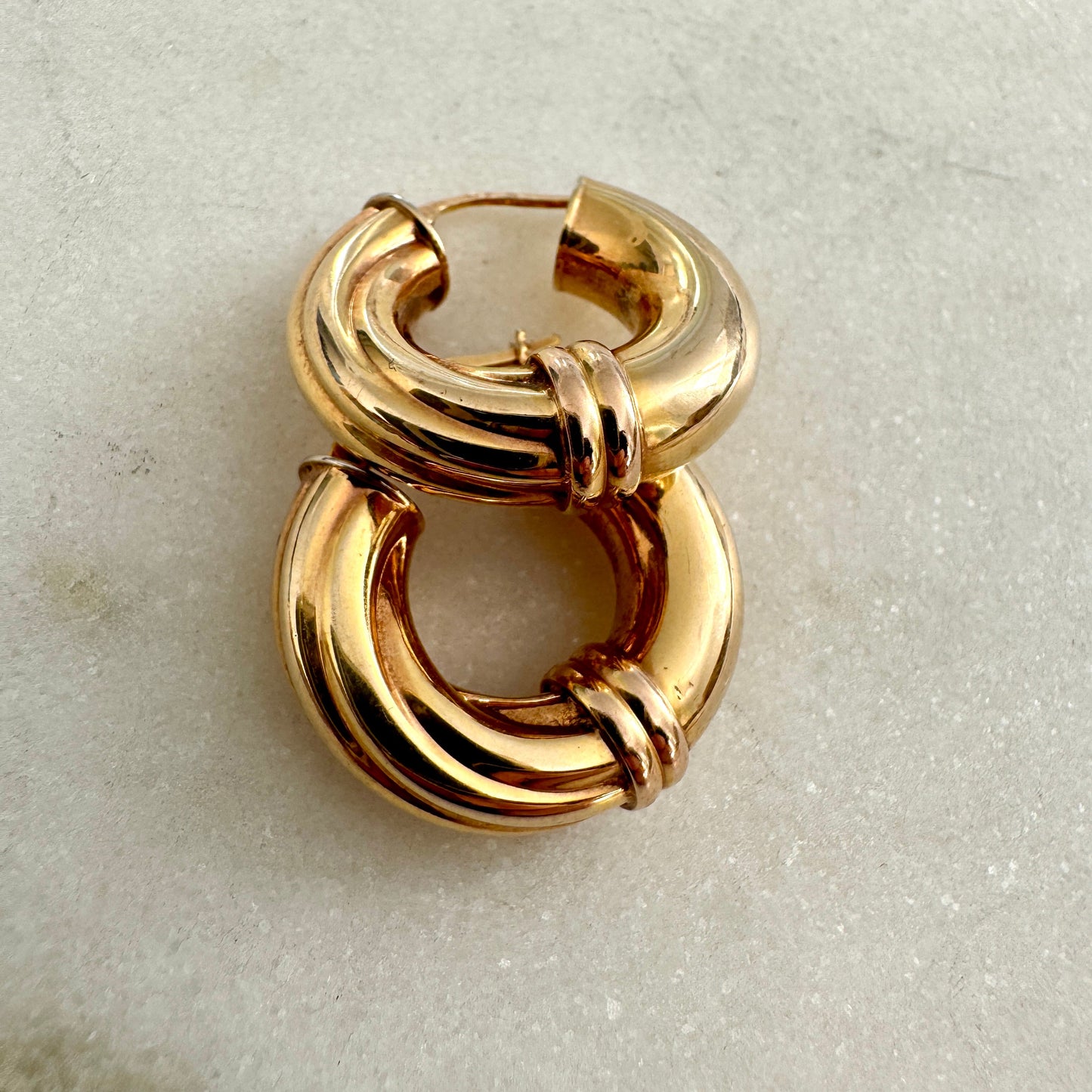 Vintage 9ct EXTRA CHUBBY Unoaerre hoop earrings!