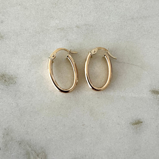 9ct gold Italian oval hoops - Great for your ear stack