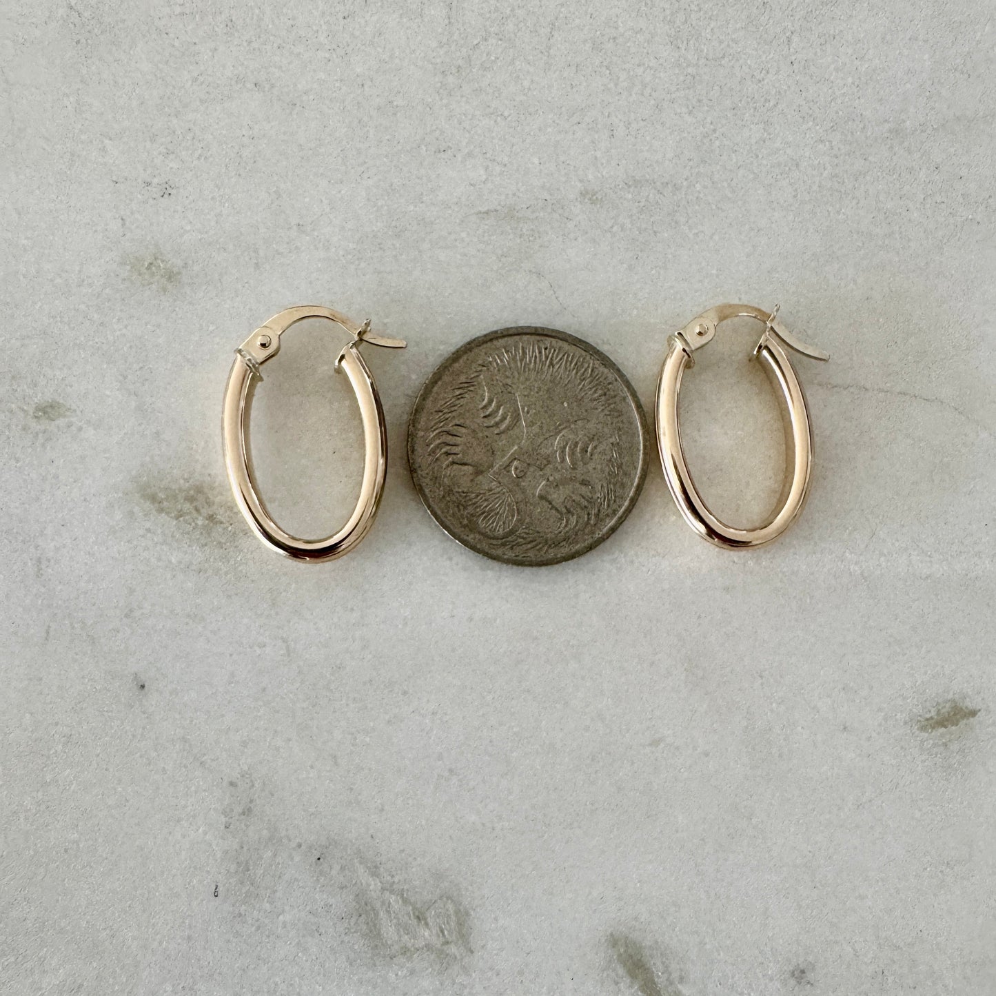 9ct gold Italian oval hoops - Great for your ear stack