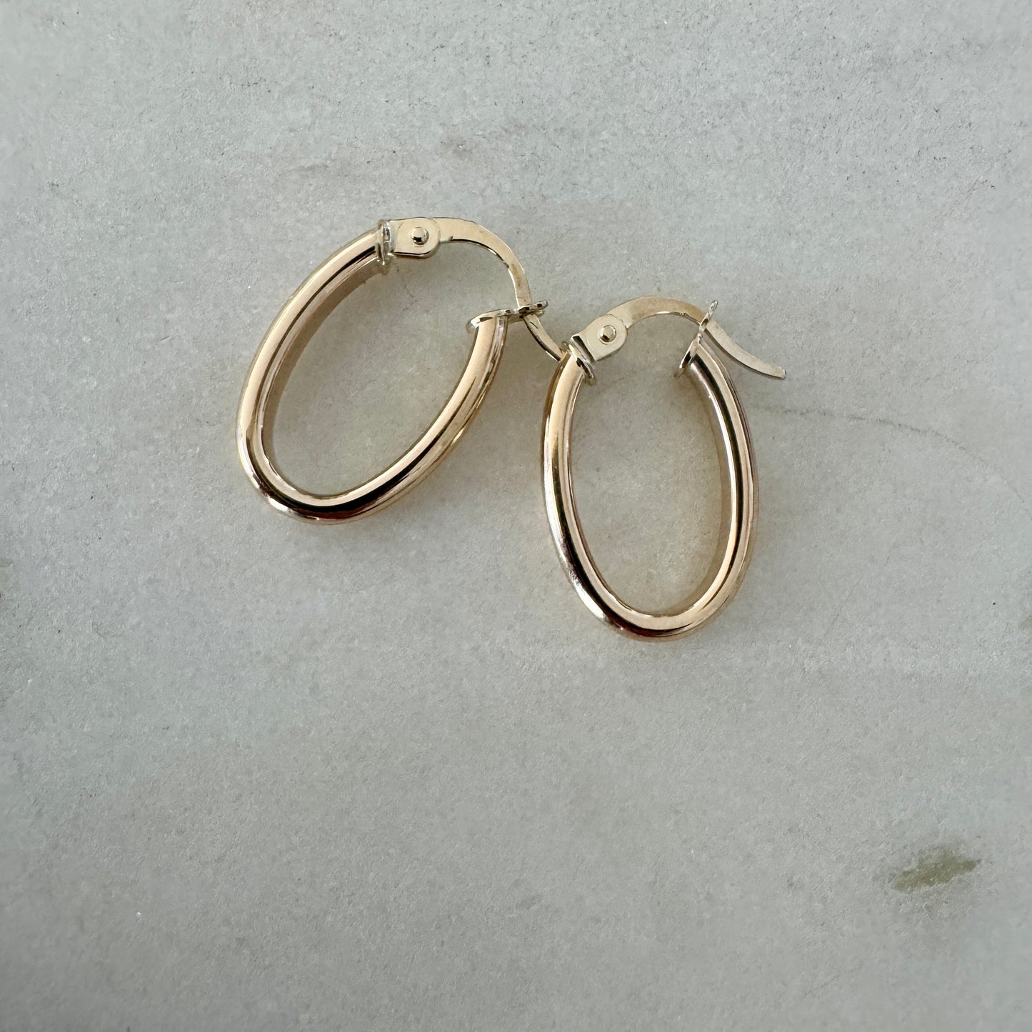 9ct gold Italian oval hoops - Great for your ear stack