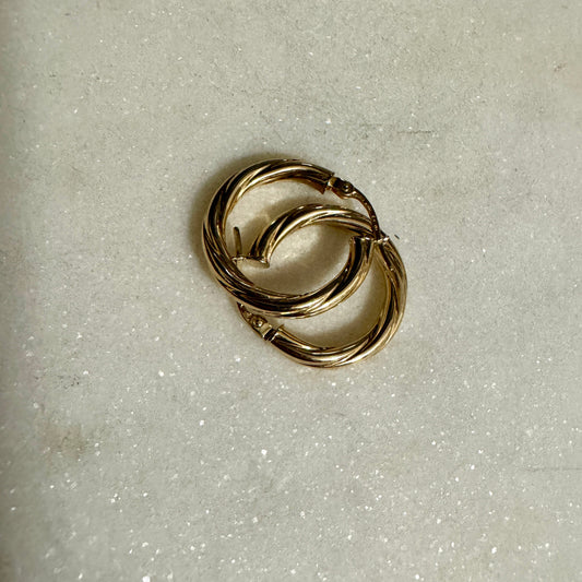 9ct yellow gold Unoaerre twist earrings - great medium size