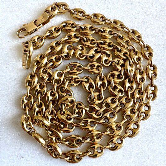STOP! 18ct Unoaerre long puffy necklace - so PUFFY! Incredible condition