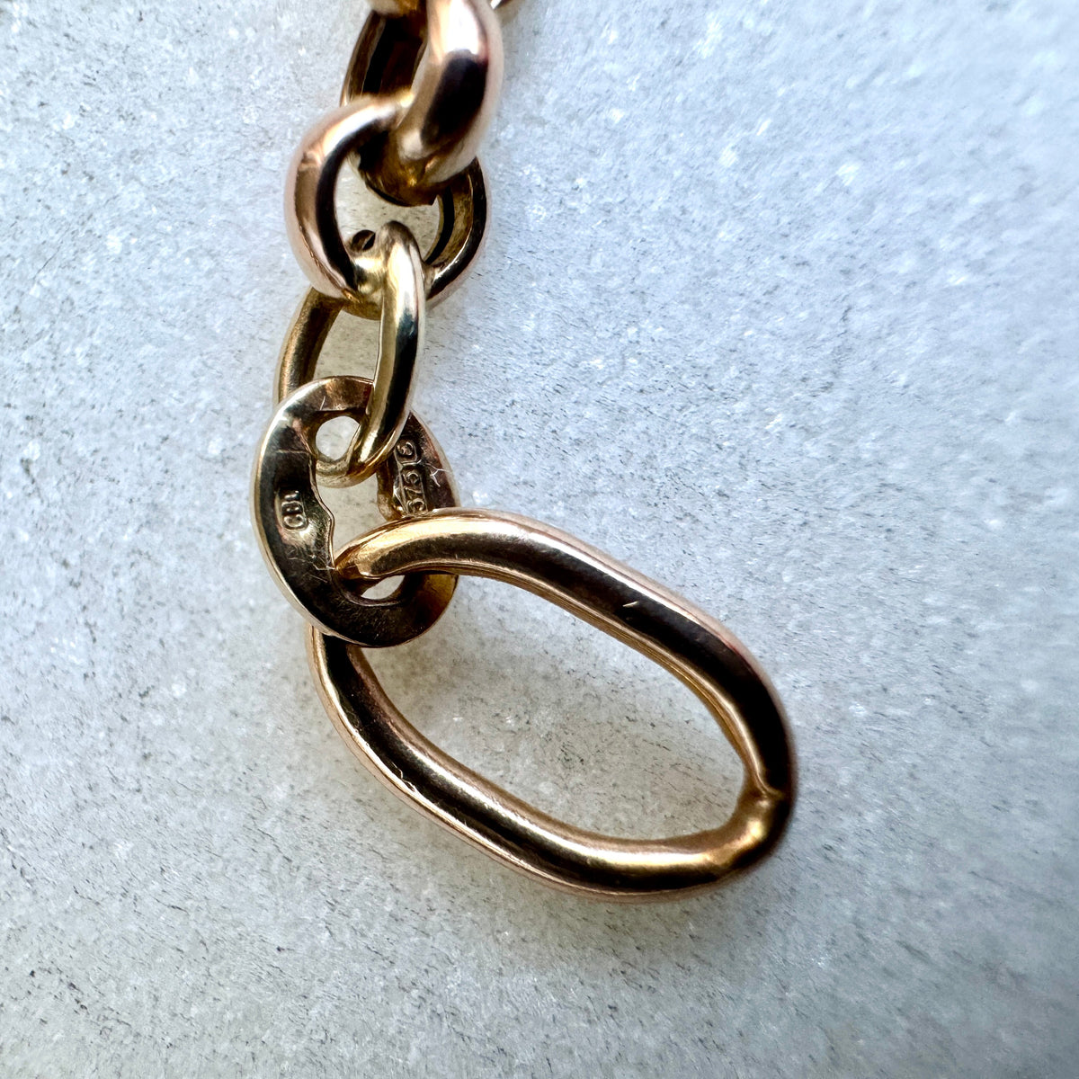 Vintage rosy 'old gold' 9ct belcher necklace with swivel dog clasp - Full UK hallmarks