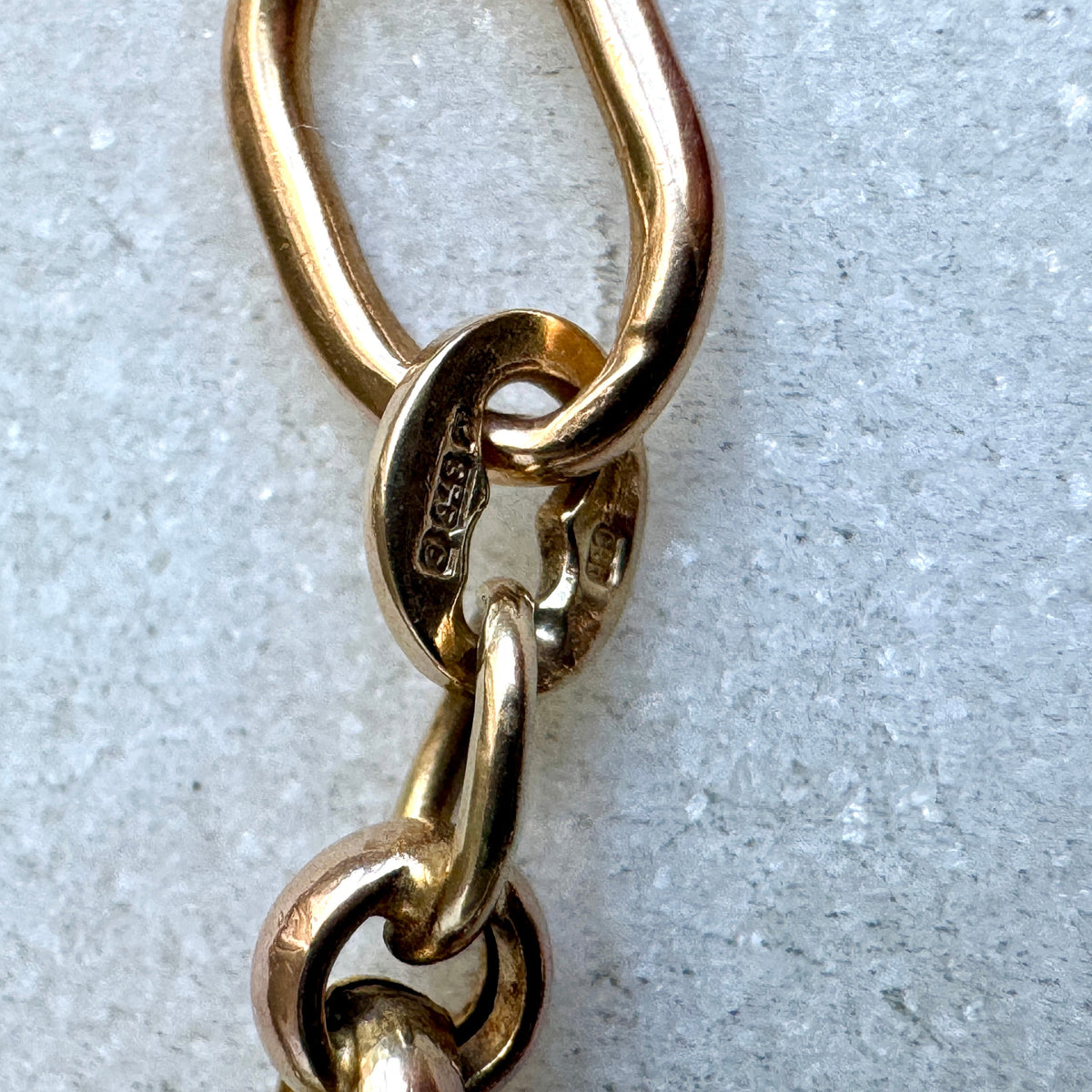 Vintage rosy 'old gold' 9ct belcher necklace with swivel dog clasp - Full UK hallmarks
