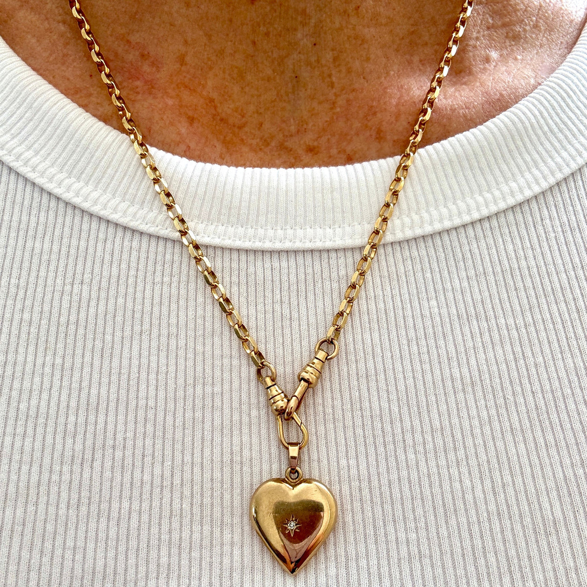 INCREDIBLE 9ct faceted biker link necklace with double SWIVEL dog clasps!! RARE
