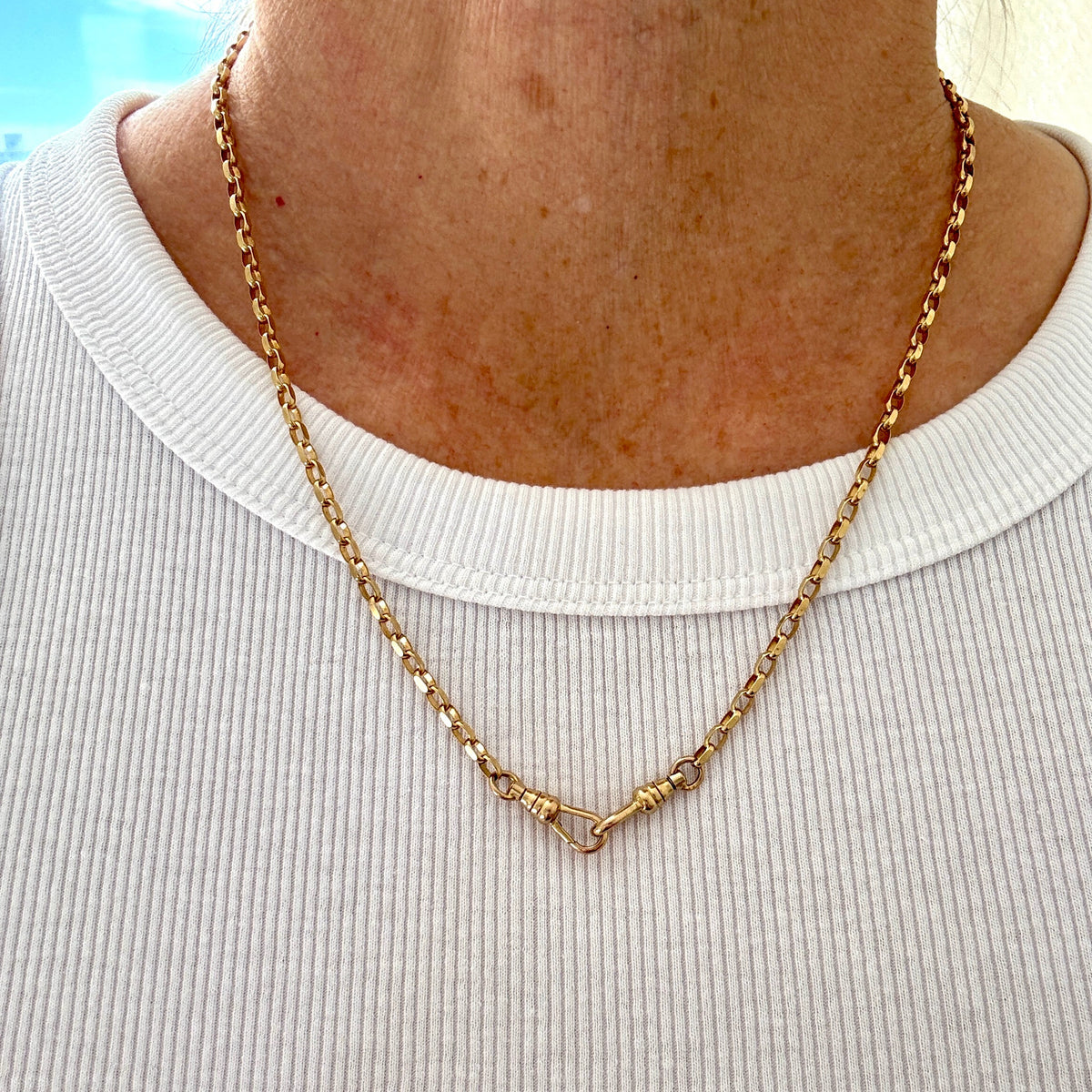 INCREDIBLE 9ct faceted biker link necklace with double SWIVEL dog clasps!! RARE
