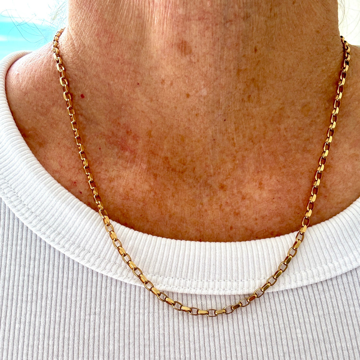INCREDIBLE 9ct faceted biker link necklace with double SWIVEL dog clasps!! RARE