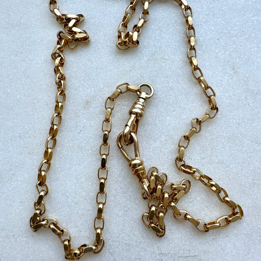 INCREDIBLE 9ct faceted biker link necklace with double SWIVEL dog clasps!! RARE