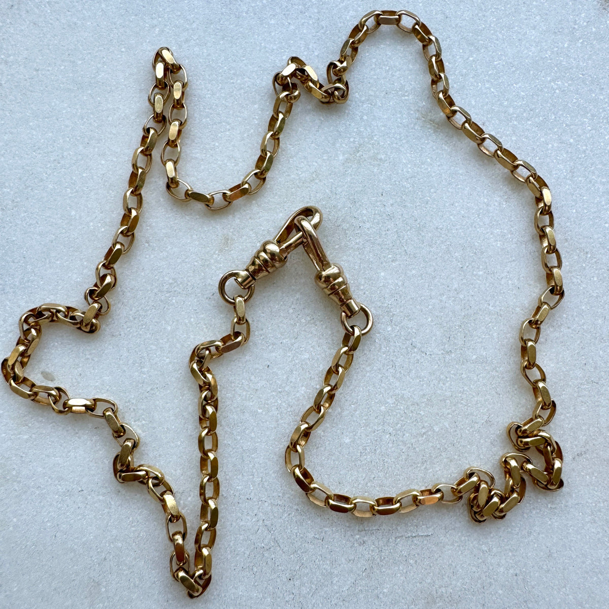 INCREDIBLE 9ct faceted biker link necklace with double SWIVEL dog clasps!! RARE