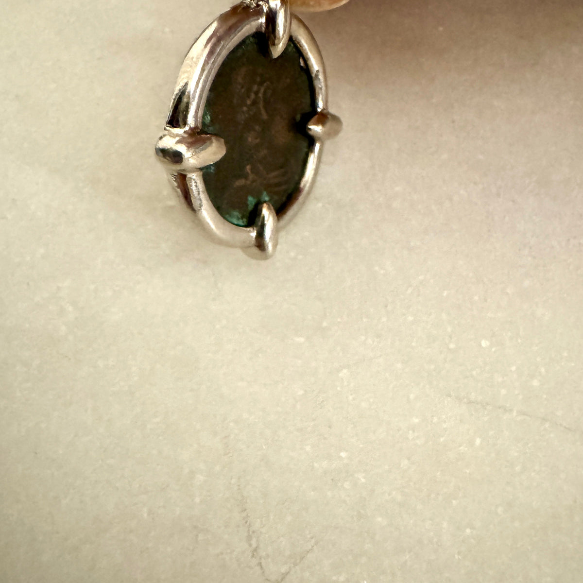 Ancient Roman coin pendant set in 9ct white gold - bespoke one off piece!