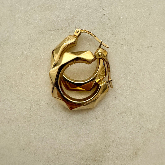 MEDIUM 9ct Unoaerre geometric hoops