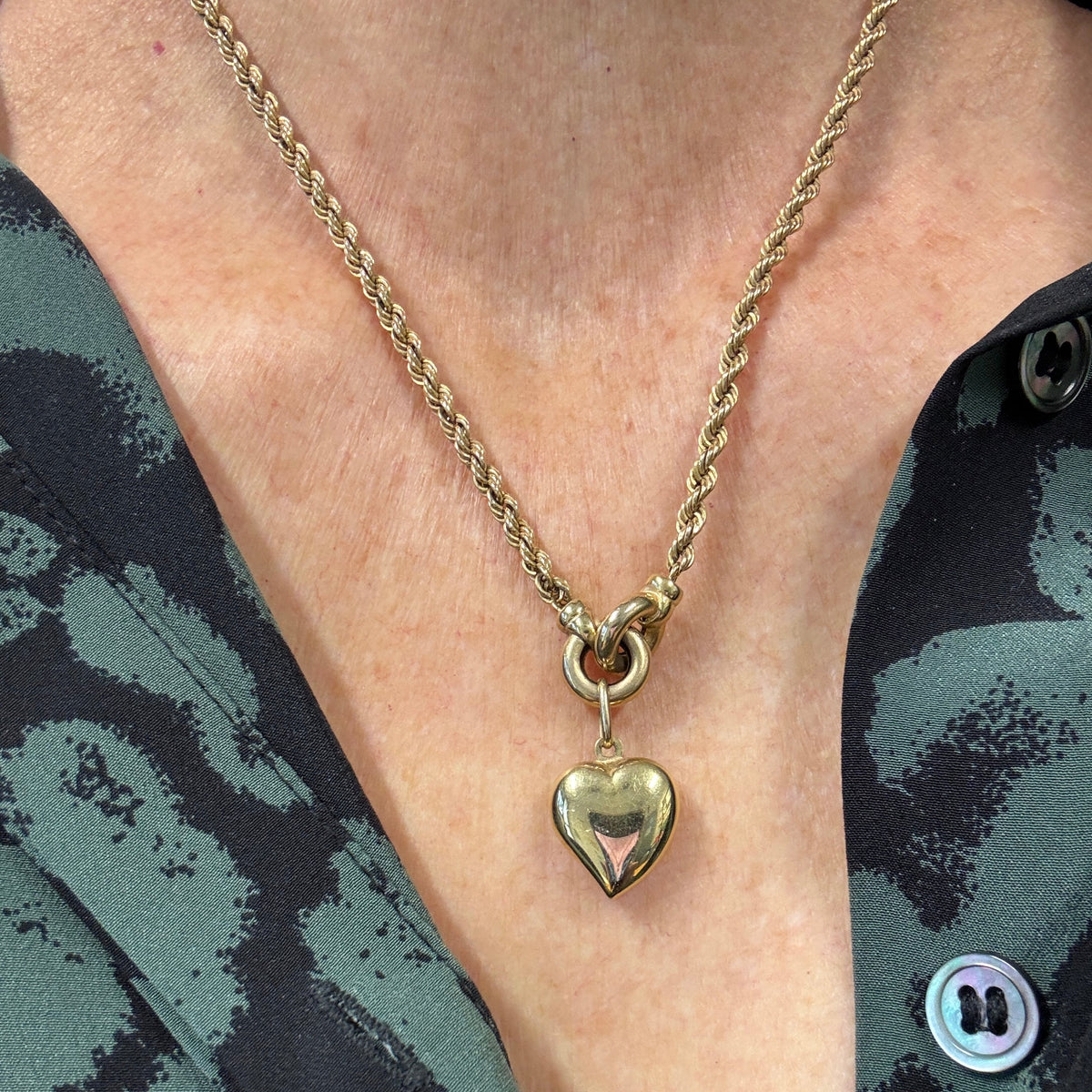 Vintage 9ct Unoaerre rope and heart necklace - just so special