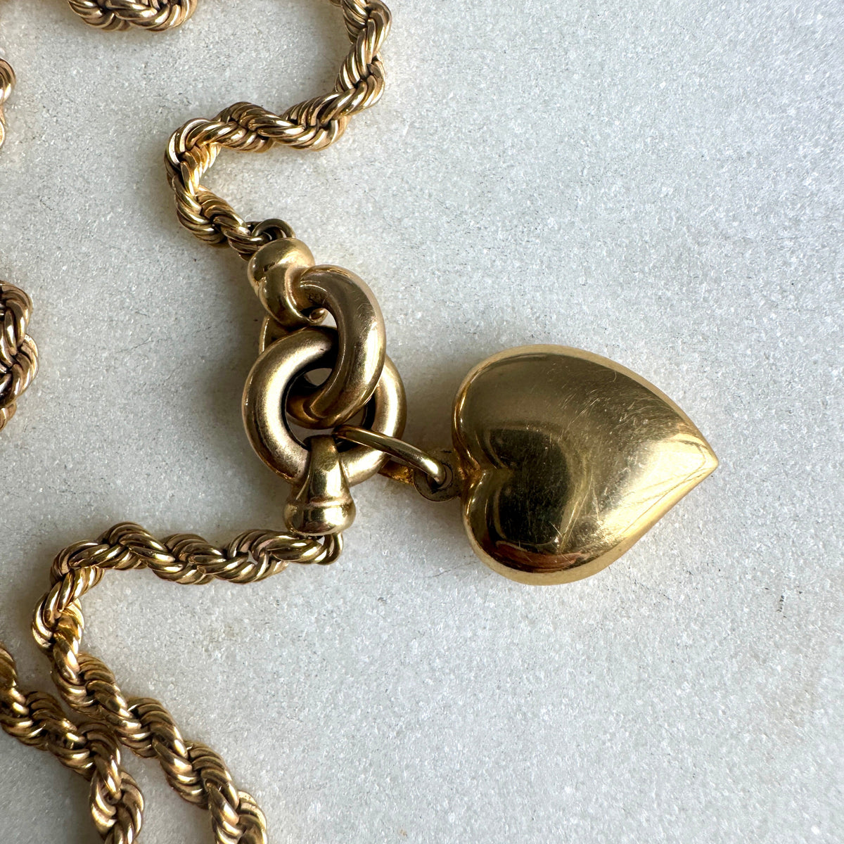 Vintage 9ct Unoaerre rope and heart necklace - just so special
