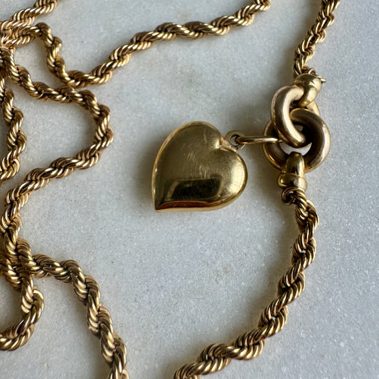 Vintage 9ct Unoaerre rope and heart necklace - just so special