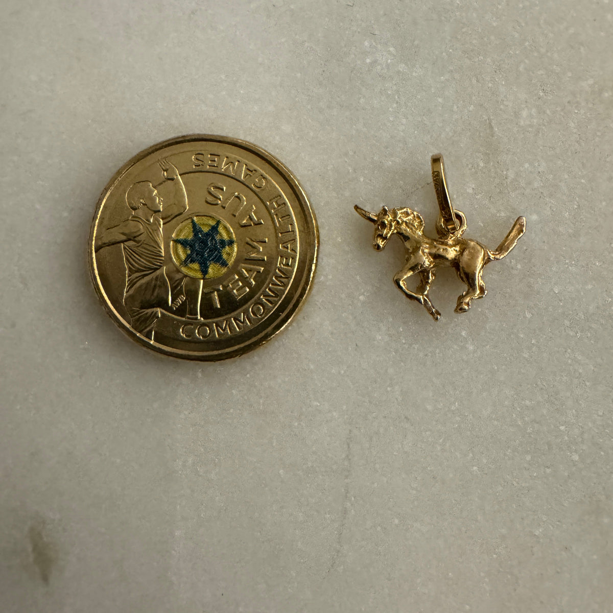 Little 9ct hand made Italian Unicorn pendant - small and SPECIAL