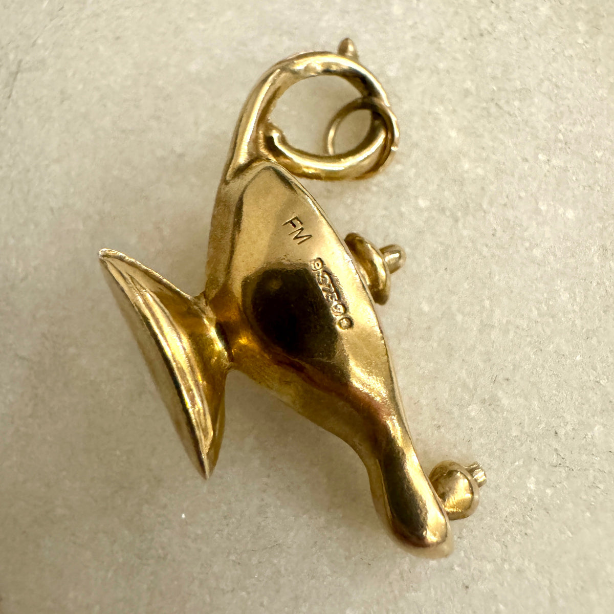Vintage UK hallmarked Fred Manshaw lucky Genie pendant