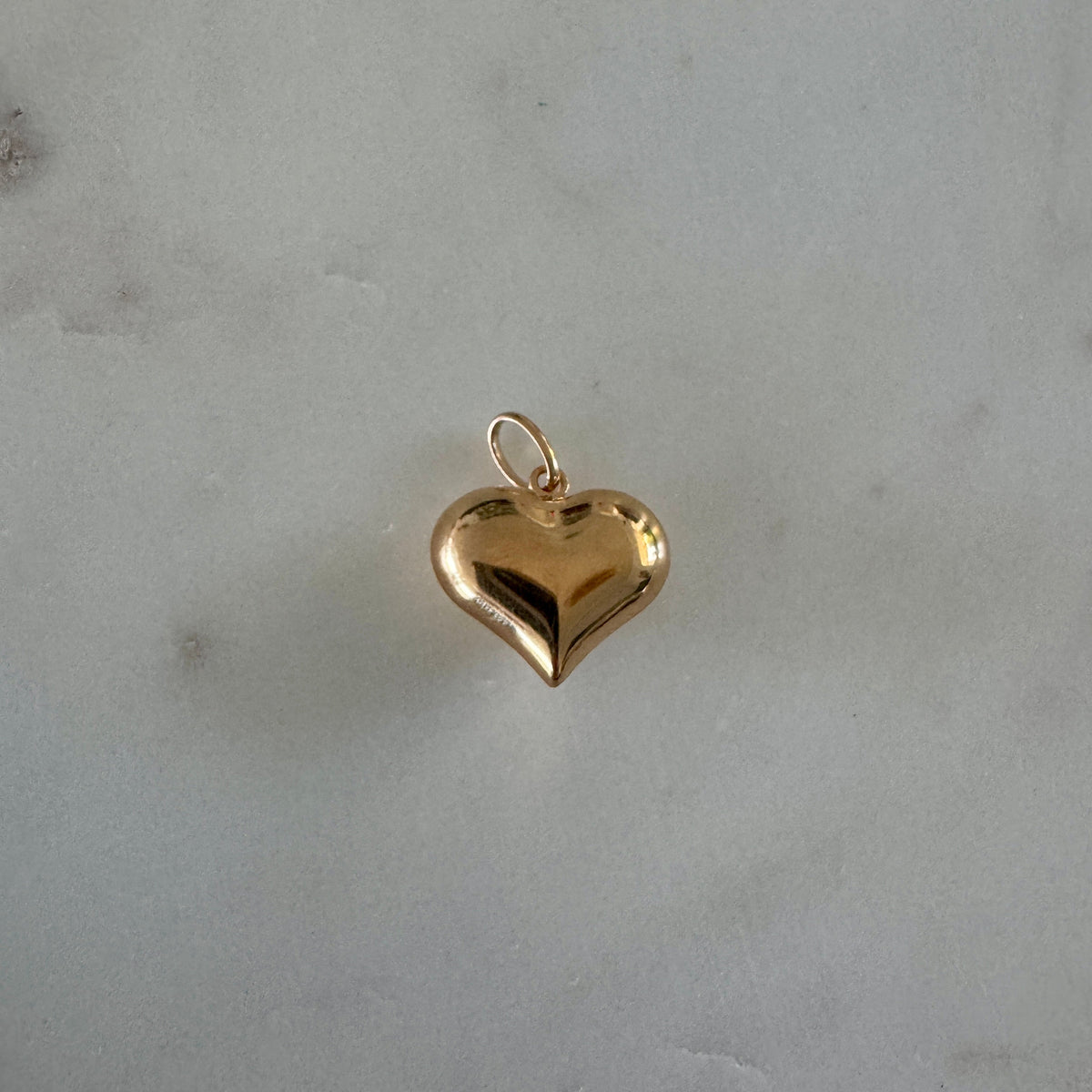 9ct puffy heart in 'old gold' rich tones - the perfect pendant